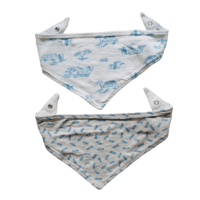 Lot de 2 bavoirs bandana motifs bleus