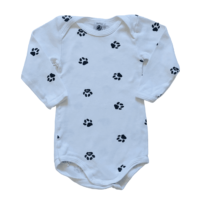 Body manches longues blanc motifs pattes PETIT BATEAU – 12M