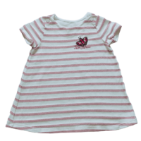 Robe blanche à rayures roses pailletées PETIT BATEAU – 12M