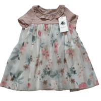 Robe jupe tulle à fleurs roses PETIT BATEAU – 12M (NEUF)