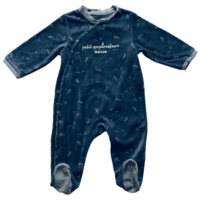 Pyjama velours bleu baleines OBAÏBI – 18M