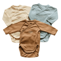 Lot de 3 bodies manches longues beige/marron/vert PETIT BATEAU – 0M