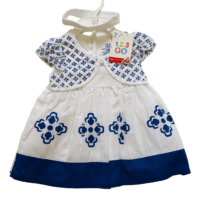 Robe blanche et bleue + bandeau 1.2.3 GO – 6/9M (NEUF)