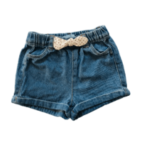 Short jean nœud blanc OBAÏBI – 6M