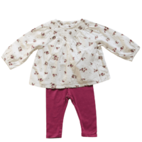 Ensemble blouse fleurie + legging mauve GEMO – 6M