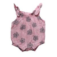 Barboteuse gaze de coton rose à fleurs GEMO – 1M