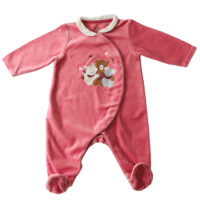 Pyjama velours rose animaux OBAÏBI – 3M