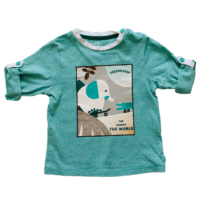 T-shirt vert éléphant OBAÏBI – 12M