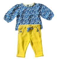 Ensemble haut bleu + pantalon jaune OBAÏBI – 6M