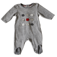 Pyjama velours gris têtes de chats OBAÏBI – 3M