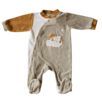 Pyjama velours beige et marron TROIS KILOS SEPT – 3M