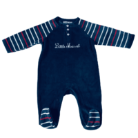 Pyjama velours bleu marine LITTLE MARCEL – 6M