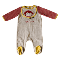 Pyjama velours beige avec bavoir intégré DPAM – 6M